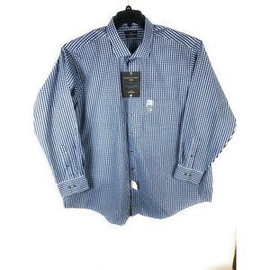 Shaquille O'neal Men's 3XL Long Sleeve Button Blue Check Cotton Blend Shirt A9